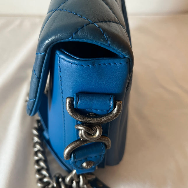 Chanel Rock My Shoulder Flap Bag Small Blue Quilted Calfskin Leather