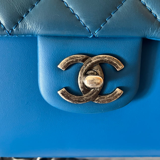 Chanel Rock My Shoulder Flap Bag Small Blue Quilted Calfskin Leather