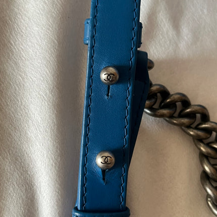 Chanel Rock My Shoulder Flap Bag Small Blue Quilted Calfskin Leather