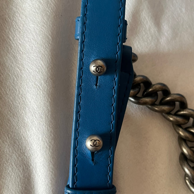 Chanel Rock My Shoulder Flap Bag Small Blue Quilted Calfskin Leather