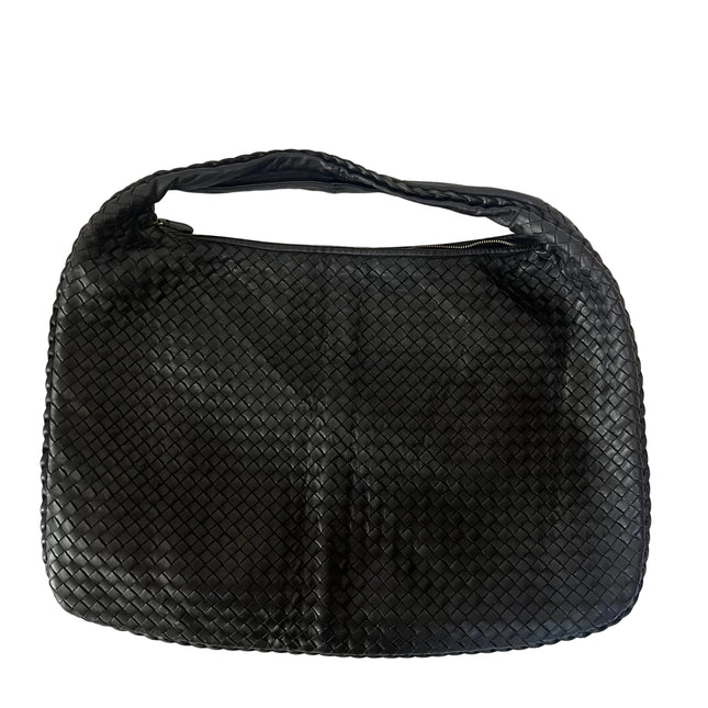 Bottega Veneta Veneta Hobo Maxi Black Leather 52cm-Luxbags