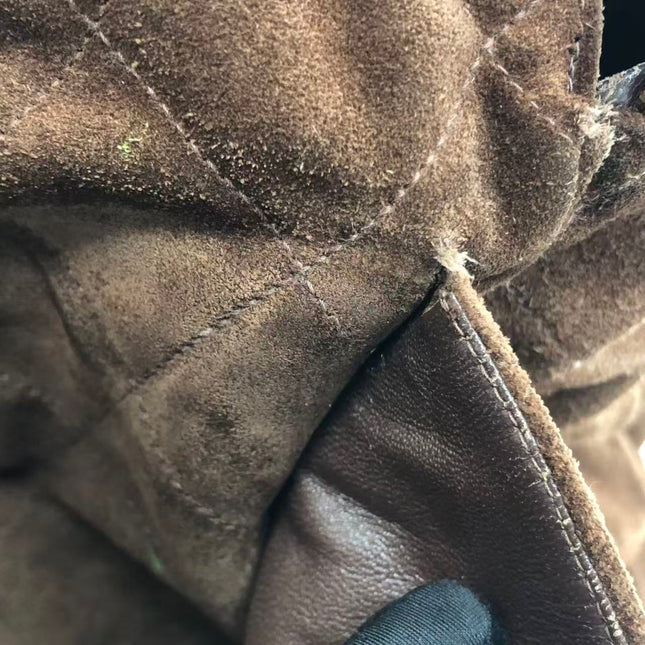 Chanel Vintage Kelly Brown Suede Leather Shoulder Bag Silver Hardware, 1996-1997