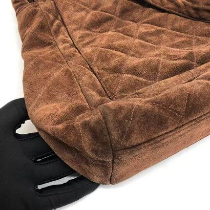 Chanel Vintage Kelly Brown Suede Leather Shoulder Bag Silver Hardware, 1996-1997