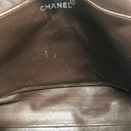 Chanel Vintage Kelly Brown Suede Leather Shoulder Bag Silver Hardware, 1996-1997