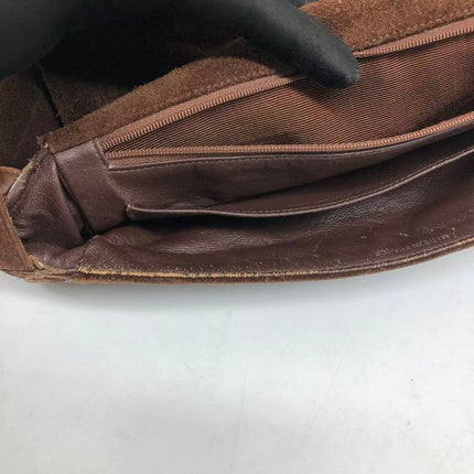 Chanel Vintage Kelly Brown Suede Leather Shoulder Bag Silver Hardware, 1996-1997