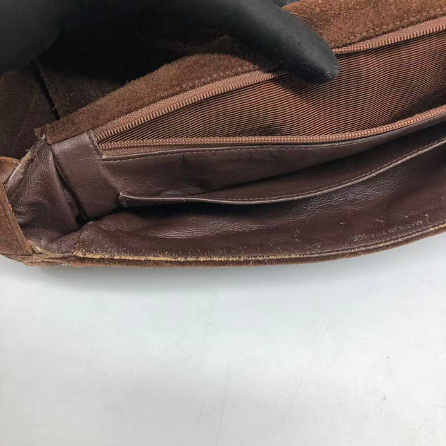 Chanel Vintage Kelly Brown Suede Leather Shoulder Bag Silver Hardware, 1996-1997