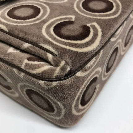 Chanel 2002 Coco Flap Top Handle Box Bag Velvet Grey