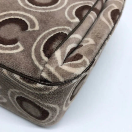 Chanel 2002 Coco Flap Top Handle Box Bag Velvet Grey