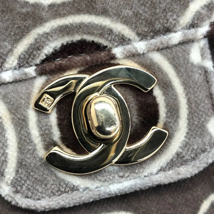 Chanel 2002 Coco Flap Top Handle Box Bag Velvet Grey