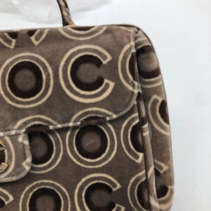Chanel 2002 Coco Flap Top Handle Box Bag Velvet Grey