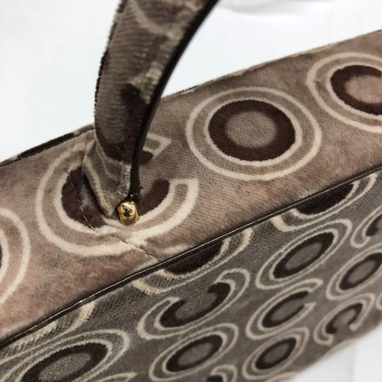 Chanel 2002 Coco Flap Top Handle Box Bag Velvet Grey