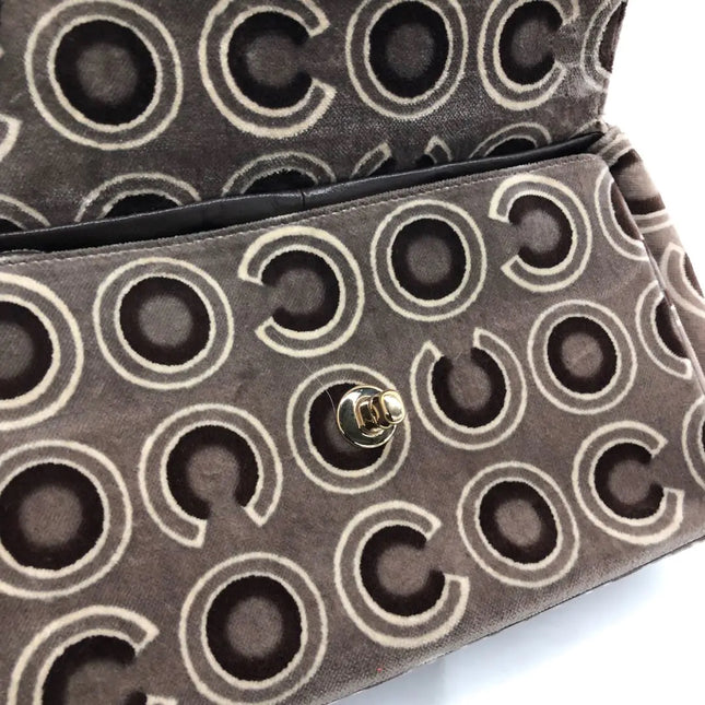 Chanel 2002 Coco Flap Top Handle Box Bag Velvet Grey