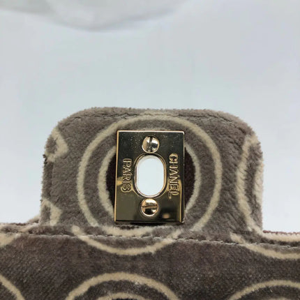 Chanel 2002 Coco Flap Top Handle Box Bag Velvet Grey