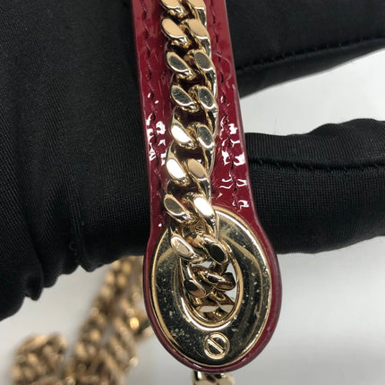 Lady Dior Mini 2019 Red Patent Leather Gold-tone Chain Strap