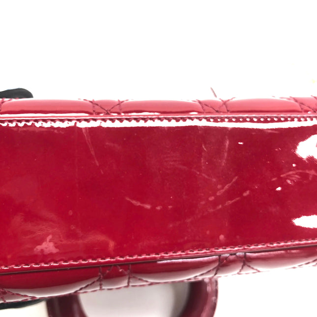 Lady Dior Mini 2019 Red Patent Leather Gold-tone Chain Strap