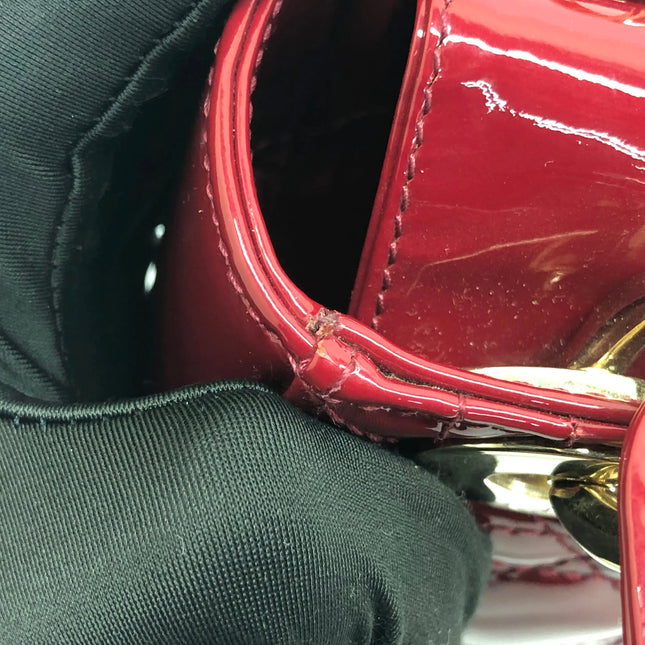 Lady Dior Mini 2019 Red Patent Leather Gold-tone Chain Strap