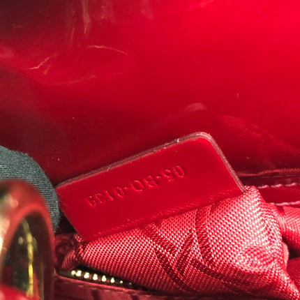 Lady Dior Mini 2019 Red Patent Leather Gold-tone Chain Strap