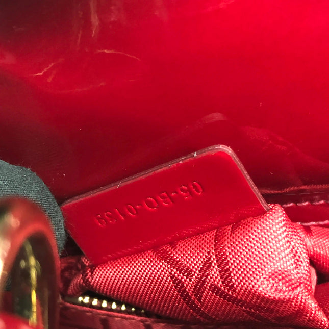 Lady Dior Mini 2019 Red Patent Leather Gold-tone Chain Strap