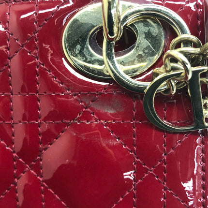 Lady Dior Mini 2019 Red Patent Leather Gold-tone Chain Strap
