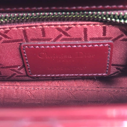 Lady Dior Mini 2019 Red Patent Leather Gold-tone Chain Strap