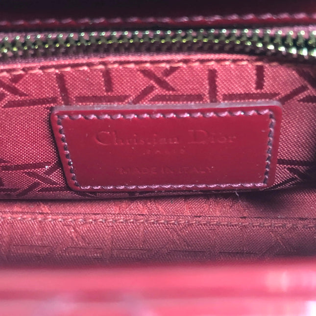 Lady Dior Mini 2019 Red Patent Leather Gold-tone Chain Strap