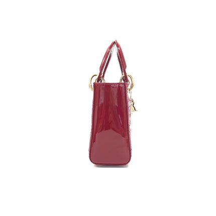 Lady Dior Mini 2019 Red Patent Leather Gold-tone Chain Strap