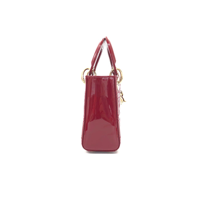 Lady Dior Mini 2019 Red Patent Leather Gold-tone Chain Strap