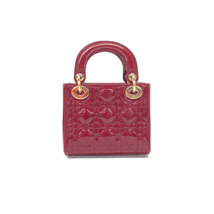 Lady Dior Mini 2019 Red Patent Leather Gold-tone Chain Strap