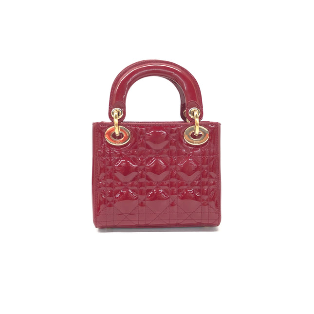 Lady Dior Mini 2019 Red Patent Leather Gold-tone Chain Strap