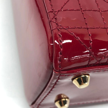 Lady Dior Mini 2019 Red Patent Leather Gold-tone Chain Strap