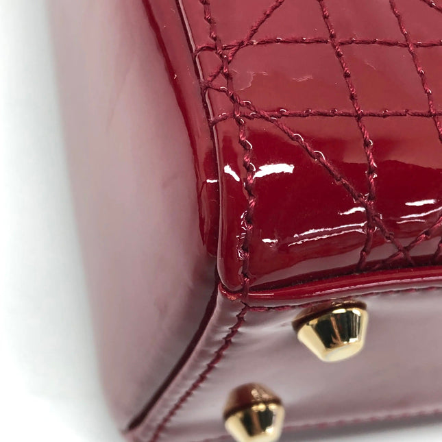 Lady Dior Mini 2019 Red Patent Leather Gold-tone Chain Strap