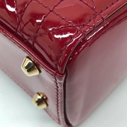 Lady Dior Mini 2019 Red Patent Leather Gold-tone Chain Strap