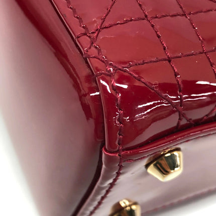 Lady Dior Mini 2019 Red Patent Leather Gold-tone Chain Strap