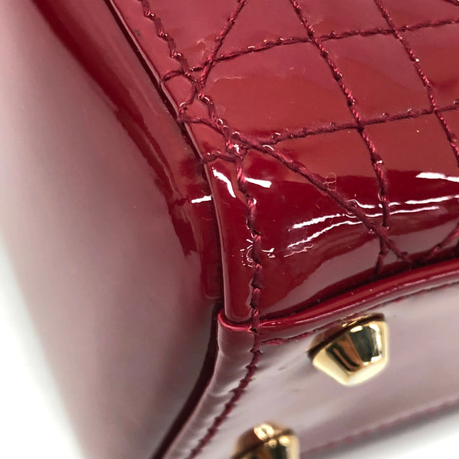 Lady Dior Mini 2019 Red Patent Leather Gold-tone Chain Strap