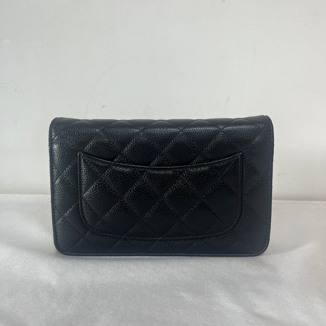 Chanel 2019 Wallet on Chain Classic Flap Black Caviar Leather Gold Hardware