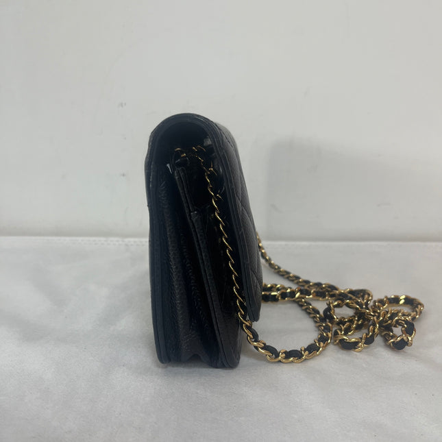 Chanel 2019 Wallet on Chain Classic Flap Black Caviar Leather Gold Hardware