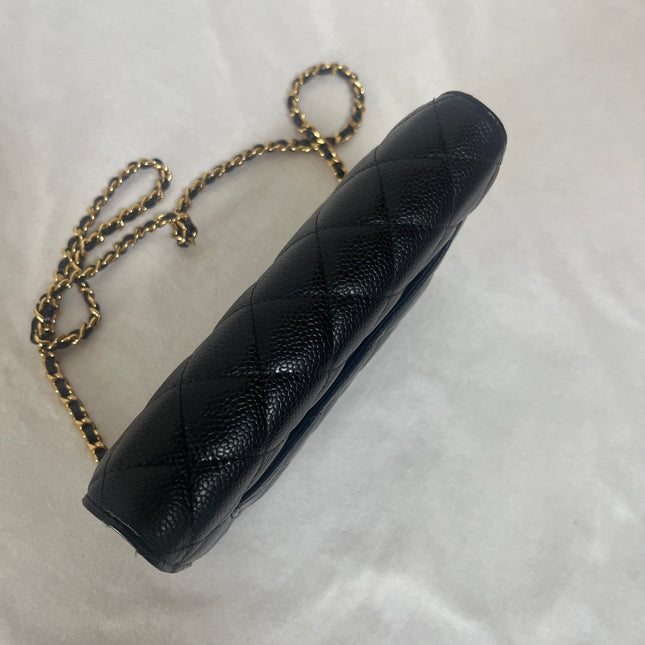 Chanel 2019 Wallet on Chain Classic Flap Black Caviar Leather Gold Hardware