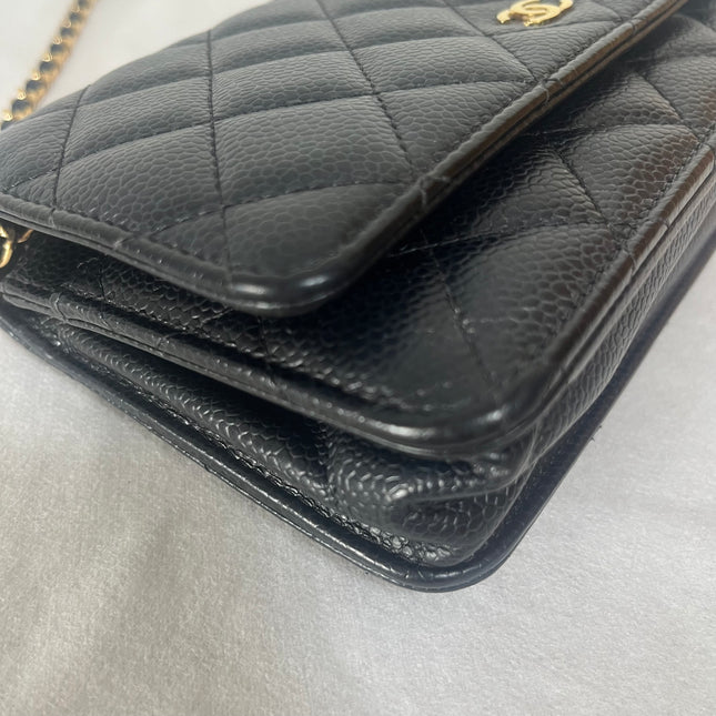 Chanel 2019 Wallet on Chain Classic Flap Black Caviar Leather Gold Hardware