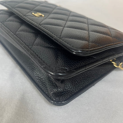 Chanel 2019 Wallet on Chain Classic Flap Black Caviar Leather Gold Hardware