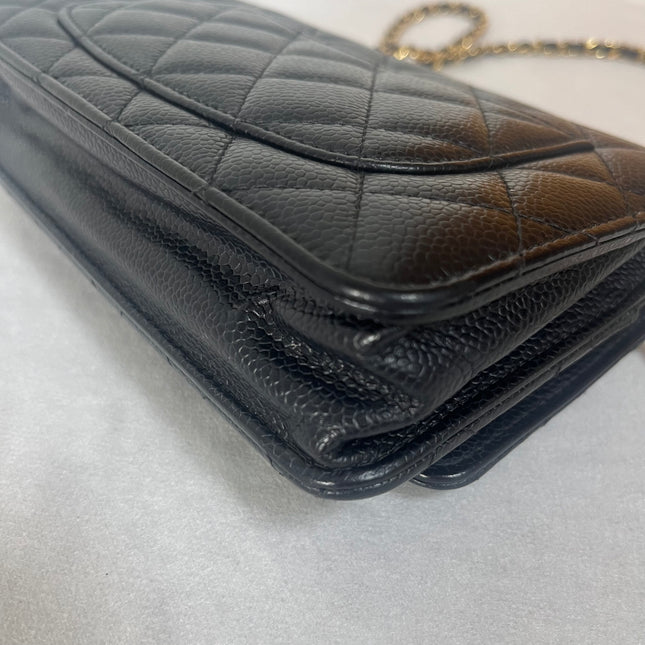 Chanel 2019 Wallet on Chain Classic Flap Black Caviar Leather Gold Hardware