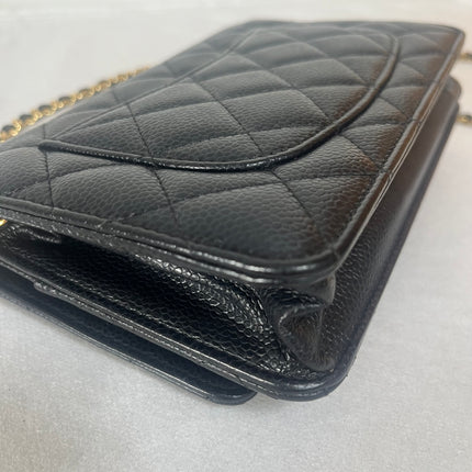 Chanel 2019 Wallet on Chain Classic Flap Black Caviar Leather Gold Hardware
