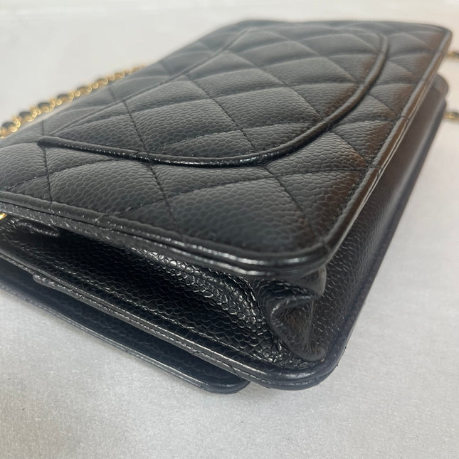 Chanel 2019 Wallet on Chain Classic Flap Black Caviar Leather Gold Hardware