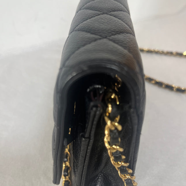 Chanel 2019 Wallet on Chain Classic Flap Black Caviar Leather Gold Hardware