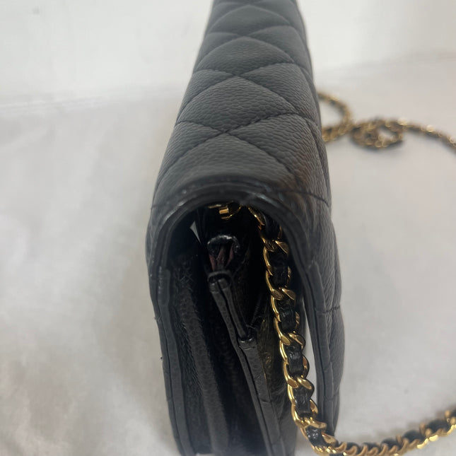 Chanel 2019 Wallet on Chain Classic Flap Black Caviar Leather Gold Hardware