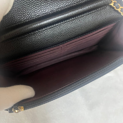 Chanel 2019 Wallet on Chain Classic Flap Black Caviar Leather Gold Hardware