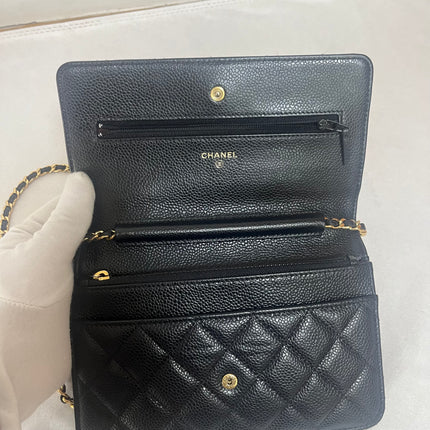 Chanel 2019 Wallet on Chain Classic Flap Black Caviar Leather Gold Hardware
