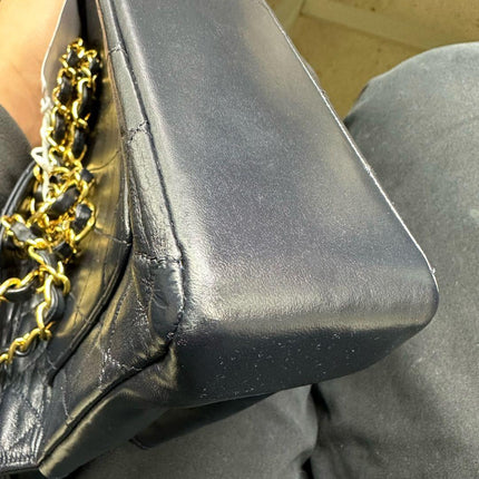 Chanel 1989-1991 Navy Lambskin Quilted Flap Bag 24k Gold Hardware