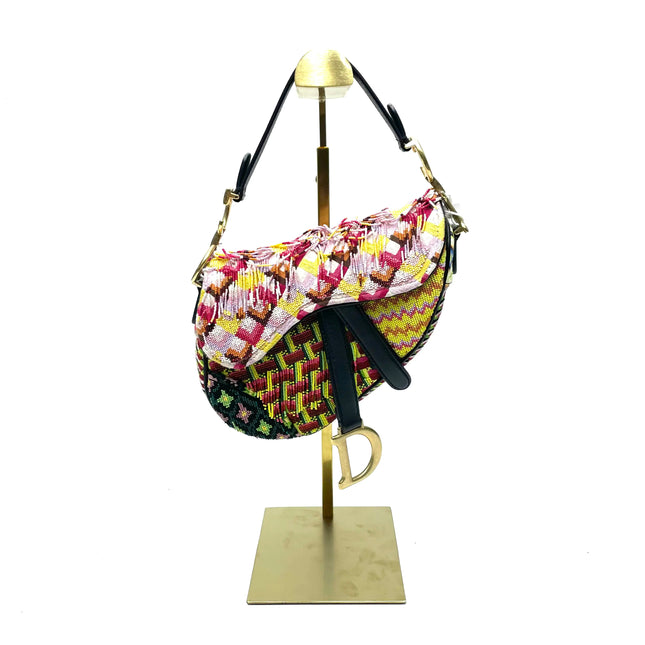 Dior Saddle Mini Multicolor Beaded Tassel Shoulder Bag 2018-Luxbags