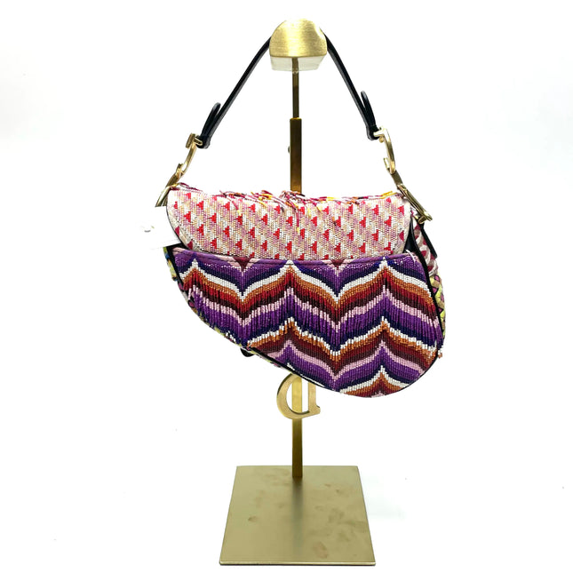 Dior Saddle Mini Multicolor Beaded Tassel Shoulder Bag 2018