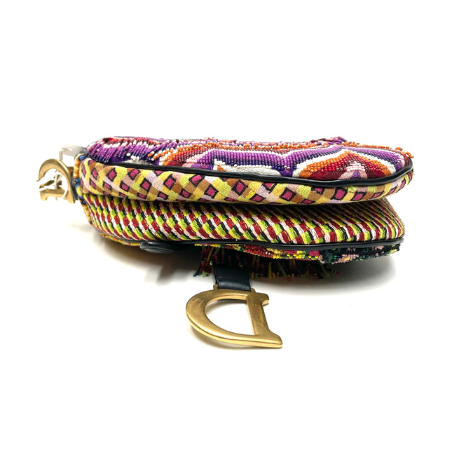 Dior Saddle Mini Multicolor Beaded Tassel Shoulder Bag 2018
